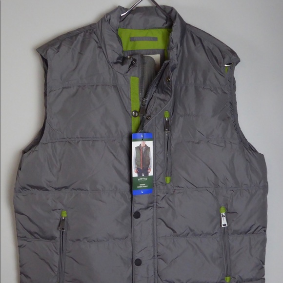 Orvis Down Filled Puffer Vest Zip Chest Pocket NWT